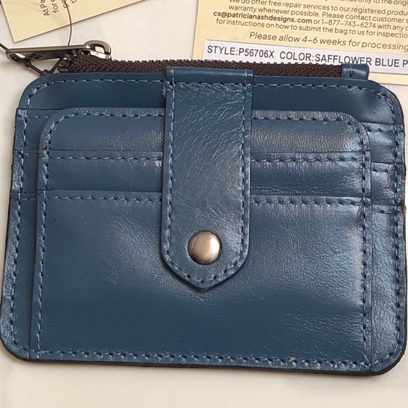 Patricia Nash Cassis Distressed Vintage Leather ID Card Case Safflower Blue NWT - Picture 16 of 16